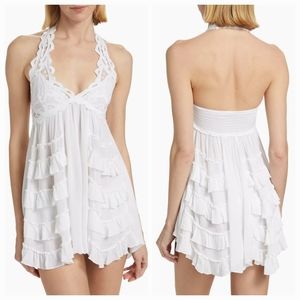 FREE PEOPLE Adella Halter Slip Dress ~WHITE